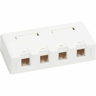 Tripp Lite by Eaton Surface-Mount Box for Keystone Jacks - 4 Ports White - 4 x Total Number of Sockets - Surface Mount - White - N082-004-WH