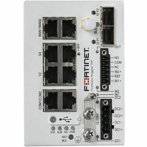 Fortinet FortiGate Rugged FGR-70F Network Security/Firewall Appliance - 6 Port - 10/100/1000Base-T, 1000Base-X - Gigabit Ethernet - 8 (FGR-70F-BDL-950-12)