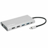 Manhattan USB-C PD 12-in-1 Triple-HDMI Monitor Docking Station with MST - for TabletNotebookDesktop PCKeyboardMouseFlash Drive - 130660