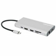 Manhattan USB-C PD 12-in-1 Triple-HDMI Monitor Docking Station with MST - for TabletNotebookDesktop PCKeyboardMouseFlash Drive - 130660
