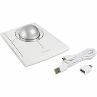 Kensington SlimBlade Pro EQ Trackball - Optical - CableWireless - BluetoothRadio Frequency - 240 GHz - Rechargeable - White - USB C K72084NA