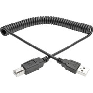 Tripp Lite series USB 2.0 Hi-Speed A/B Coiled Cable (M/M), 10 ft - 10 ft (3.05 m) USB Data Transfer Cable for Scanner, Notebook, - 1 x (Fleet Network)