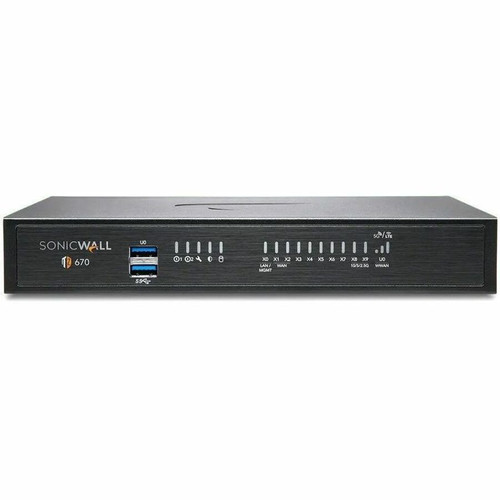 SonicWall TZ670 Network Security/Firewall Appliance - Intrusion Prevention - 8 Port - 10/100/1000Base-T, 10GBase-X - 10 Gigabit - 5 - (03-SSC-3028)