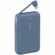 Belkin BoostCharge Power Bank 10K With Integrated Cable - For Smartphone, Tablet PC, iPad mini, iPad, iPad Pro - 10000 mAh - Blue (Fleet Network)