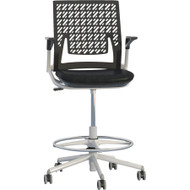 Mayline Thesis Flex Back Stool with Arms - Black Seat Color - Fabric Seat Material - Black Back Color - Silver Frame Color - 5-star - (Fleet Network)