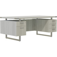 Mayline Mirella Box-File/3-Box Freestanding Desk - 5 x Box, File Drawer(s) - Double Pedestal - Material: Laminate, Particleboard - Ash (Fleet Network)
