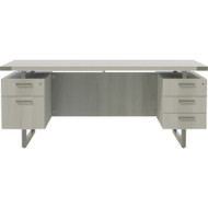Mayline Mirella Box-File/3-Box Freestanding Desk - 5 x Box, File Drawer(s) - Double Pedestal - Material: Laminate, Particleboard - Ash (Fleet Network)