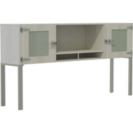Mayline 72" Hutch with Glass Doors & Supports - 2 Door(s) - Material: Particleboard, Laminate, Metal, Steel - Finish: White Ash (Fleet Network)