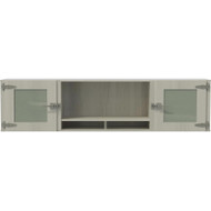 Mayline 72" Mirella Glass Door Wall Mount Hutch - 2 Door(s) - Material: Particleboard, Laminate - Finish: White Ash (Fleet Network)