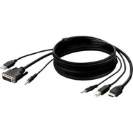 Belkin DVI to HDMI High Retention + USB A/B + Audio Passive Combo KVM Cable - 10 ft KVM Cable for Keyboard, Mouse, KVM Switch, Server (Fleet Network)