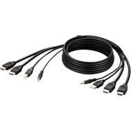 Belkin Dual HDMI High Retention + USB A/B + Audio Passive Combo KVM Cable - 10 ft KVM Cable for Audio/Video Device, Computer, Server, (Fleet Network)