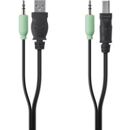 Belkin TAA USB/AUD SKVM CBL, USB A/B, 3.5mm AUDIO, 10' - 10 ft Mini-phone/USB KVM Cable for KVM Switch, Computer, Server, Keyboard, - (Fleet Network)