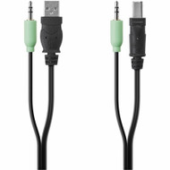 Belkin TAA USB/AUD SKVM CBL, USB A/B, 3.5mm AUDIO, 6' - 6 ft (1.83 m) Mini-phone/USB KVM Cable for Keyboard/Mouse, Audio Device, KVM - (Fleet Network)
