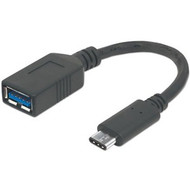 Manhattan Products SuperSpeed 3.1 Gen 1 USB-C Male to USB-A Female Device, 5 Gbps, 6 In. (15 cm), Black - 5.9" (150 mm) USB/USB-C Data (Fleet Network)