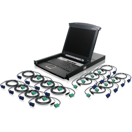 IOGEAR 16-Port LCD Combo KVM Switch with USB KVM Cables - 16 Computer(s) - 17" LCD - 1280 x 1024 - 1 x USB - 1 x VGA - 16 - Daisy - - (GCL1816KITU)