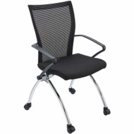 Mayline Valore High Back Training Chair - Red Seat Color - Fabric Seat Material - Black Frame Color - Chrome Frame Material - 2 / (Fleet Network)