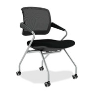 Mayline Valore TSM2 Mid Back Chair - Black Seat Color - Fabric Seat Material - Silver Frame Color - Black, Black - 2 / Carton (Fleet Network)