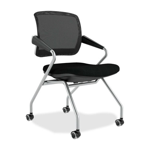 Mayline Valore TSM2 Mid Back Chair - Black Seat Color - Fabric Seat Material - Silver Frame Color - Black, Black - 2 / Carton (TSM2BB)