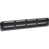 Intellinet Patch Panel, Cat6, UTP, 48-Port, 2U, Black - 48 x RJ-45 - 48 Port(s) - 48 x RJ-45 - 48 x RJ-11 - 2U High - Black - 19" Wide (Fleet Network)