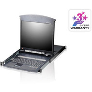 ATEN 8-Port Multi-Interface Cat 5 Dual Rail LCD KVM Switch - 8 Computer(s) - 19" LCD - 1280 x 1024 - 8 x Network (RJ-45)PS/2 Port - 3 (Fleet Network)