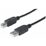Manhattan Hi-Speed USB 2.0 A Male to B Male Device Cable, 6', Black - 6 ft (1.83 m) USB/USB-B Data Transfer Cable for USB Hub, Desktop (Fleet Network)
