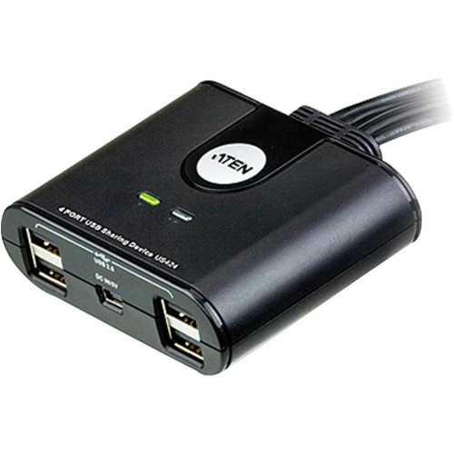 ATEN 4-Port USB Peripheral Sharing Device - USB - 480 MB/s - External - 9 USB Port(s) - 9 USB 2.0 Port(s) - Mac, PC (US424)