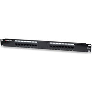 Intellinet Patch Panel, Cat5e, UTP, 16-Port, 1U, Black - 16 Port(s) - 16 x RJ-45 - 1U High - Black - 19" Wide - Rack-mountable (Fleet Network)