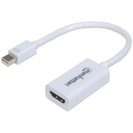 Manhattan Mini DisplayPort 1.2 to HDMI Adapter Cable, 1080p@60Hz, 17cm, Male to Female, White, Lifetime Warranty, Blister - 6.7" mm) - (Fleet Network)