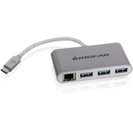 IOGEAR HUB-C Gigalinq USB-C to USB-A Hub with Ethernet Adapter - USB Type C - External - 3 USB Port(s) - 1 Network (RJ-45) Port(s) - 3 (Fleet Network)