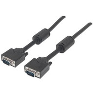 Manhattan VGA Monitor Cable (with Ferrite Cores), 3m, Black, Male to Male, HD15, Cable of higher SVGA Specification (fully Shielding - (Fleet Network)