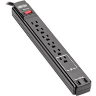 Tripp_Lite_Surge_Protector_Power_Strip_6_Outlet_2_USB_Ports_6__Cord_Black_-_6_x_NEMA_5-15R_2_x_USB_-_1875_VA_-_990_J_-_120_V_AC_-_6_TLP606USBB