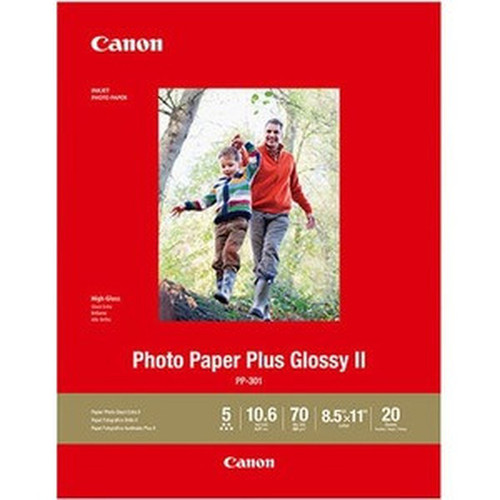 Canon Plus Glossy II PP-301 Inkjet Print Photo Paper - Letter - 8 1/2" x 11" - 70 lb Basis Weight - Glossy - 20 Sheet (1432C003)