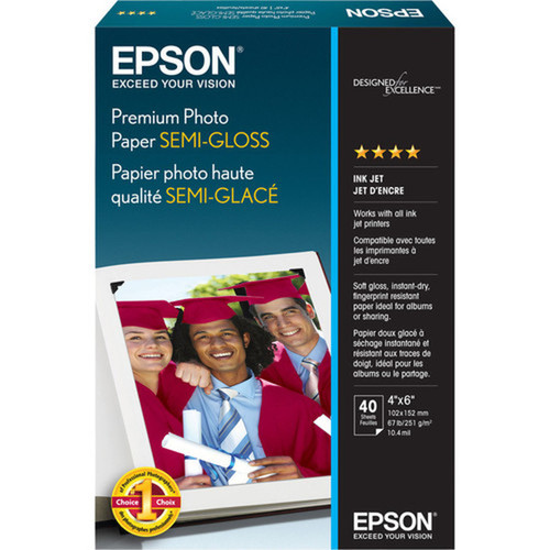 Epson Photo Paper - 4" x 6" - Semi-gloss - 40 Sheet (S041982)