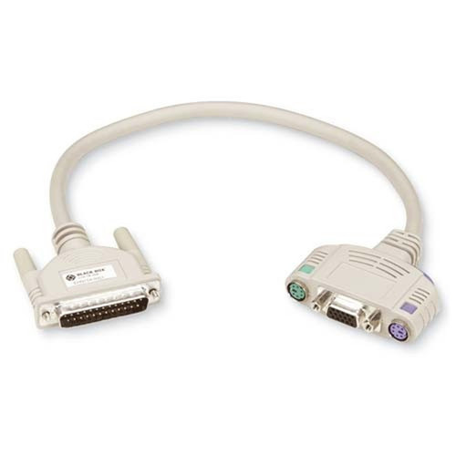 Black Box ServSwitch KVM Cable - 1 ft - 1 x DB-25 Male - 1 x HD-15 Female, 2 x Mini-phone Female Audio, 1 x Mini-DIN (PS/2) Female - (EHN154A-0001)