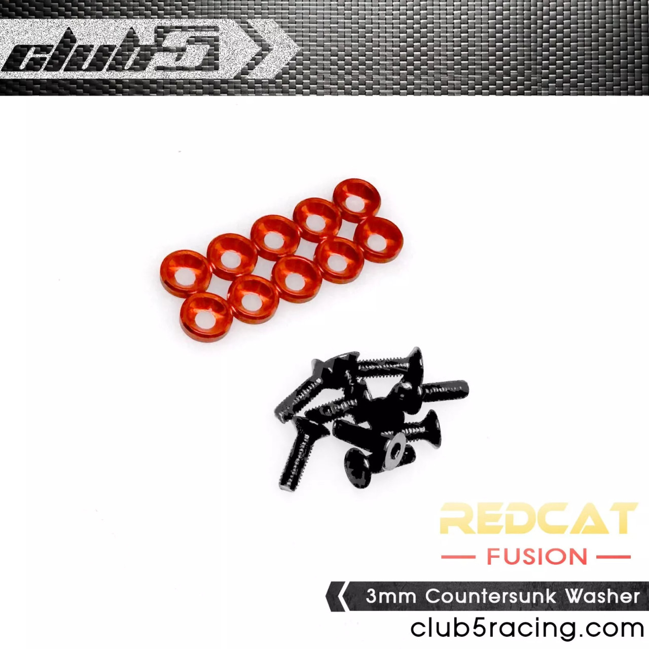 3mm Countersunk Washer for Redcat Ascent ( Aluminum, 10 pcs Red w/ Hardware)