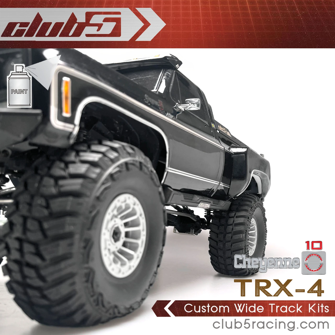 Custom Wide Track Kit for TRX-4 1979 K10 ( Led Light included )