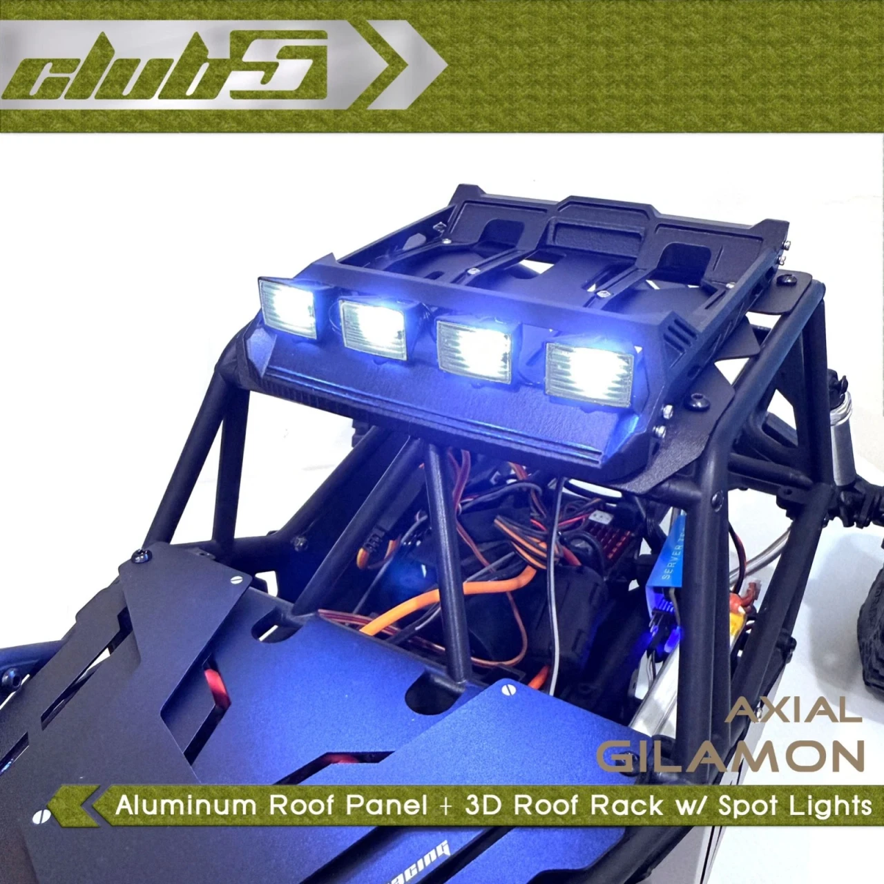 Aluminum Roof Panel +3D Roof Rack  +Spot Light  for Axial AXP8 Gilamon