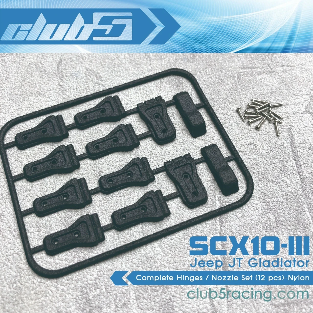 Complete Hinges / Nozzle Set (12 pc) for SCX10 III Motobilt JT (SLS Black)