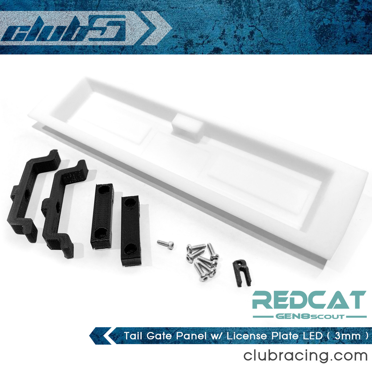 Tail Gate Panel w/ License Plate LED ( 3mm ) for Redcat GEN8
