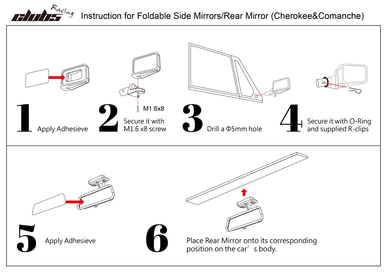 Foldable Side Mirrors / Rear Mirror Set for Jeep Cherokee XJ