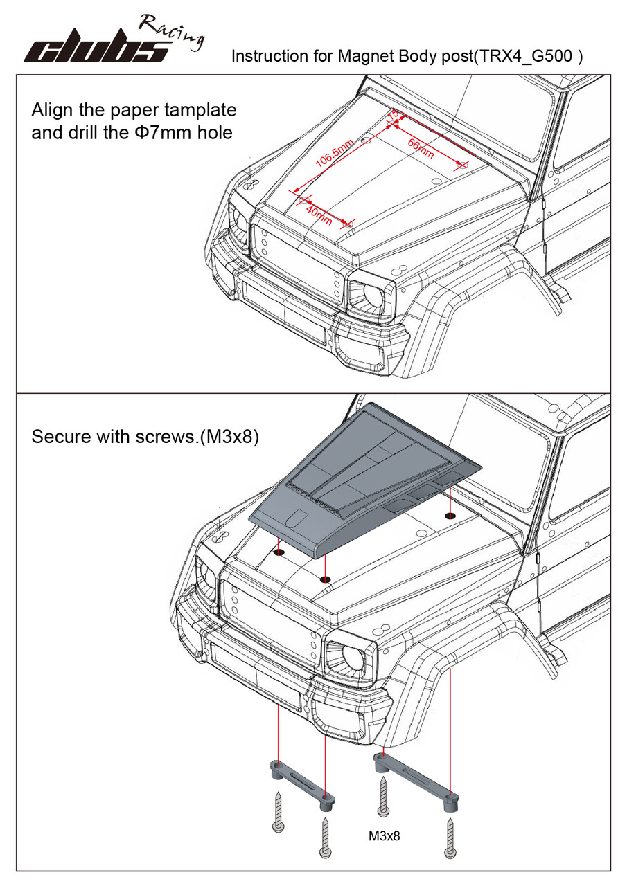 Brabus Hood Vent For TRX-4 MB G500 4x4  w/ Magnetic Mount