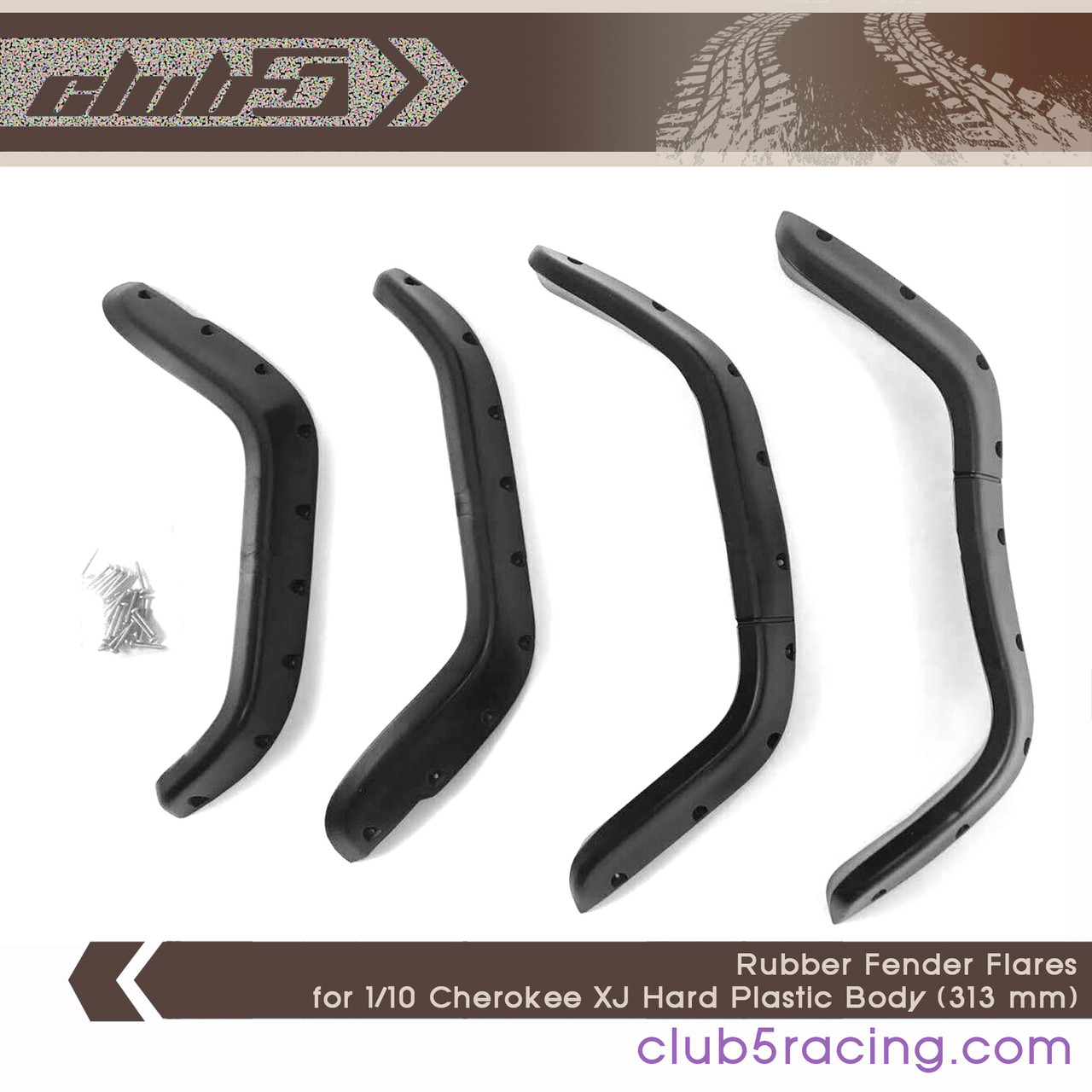 Rubber Fender Flares for 1/10 Cherokee XJ Hard Plastic Body (313 mm)