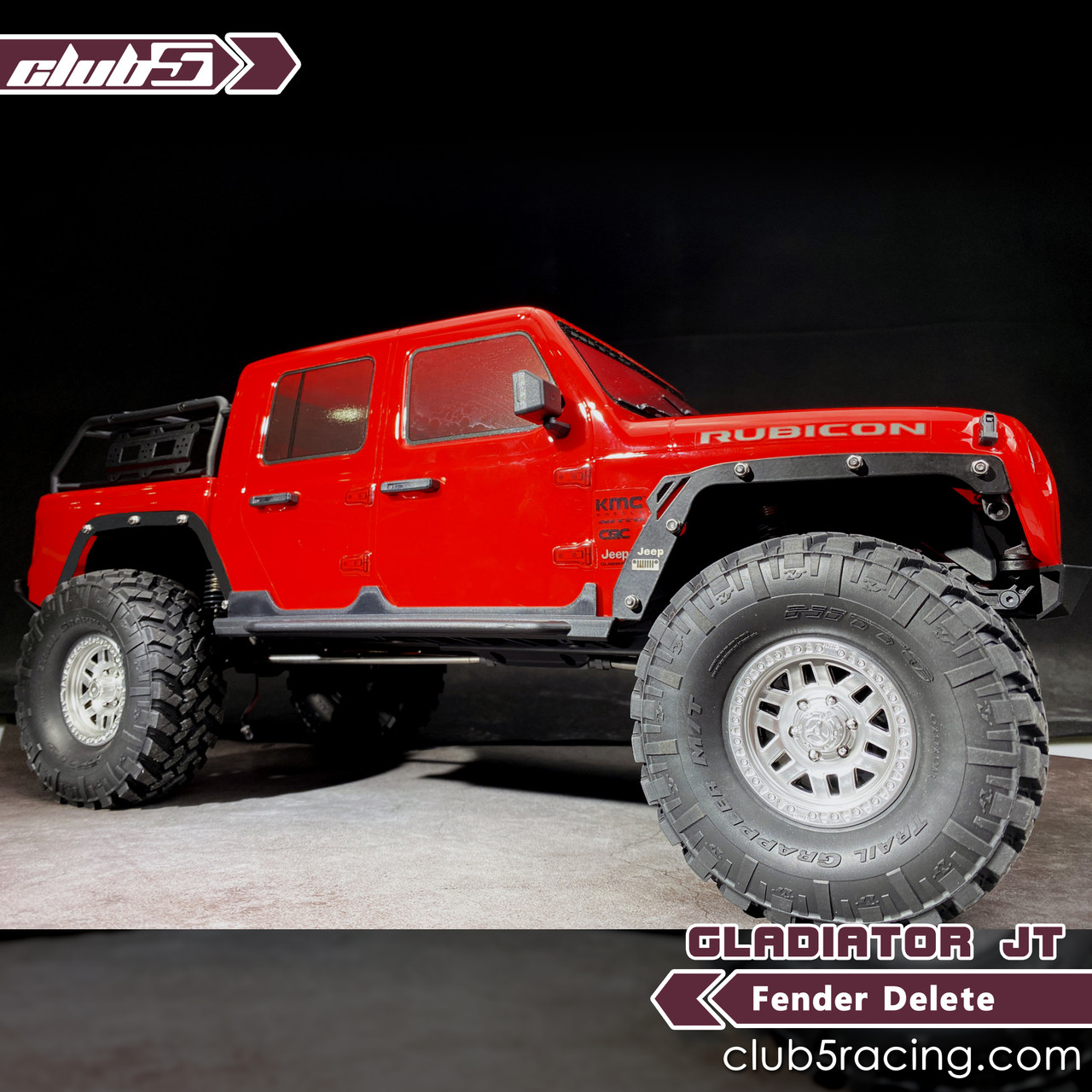 Fender Delete for SCX10 III Jeep Gladiator JT (Anodized Aluminum – Black Finish)