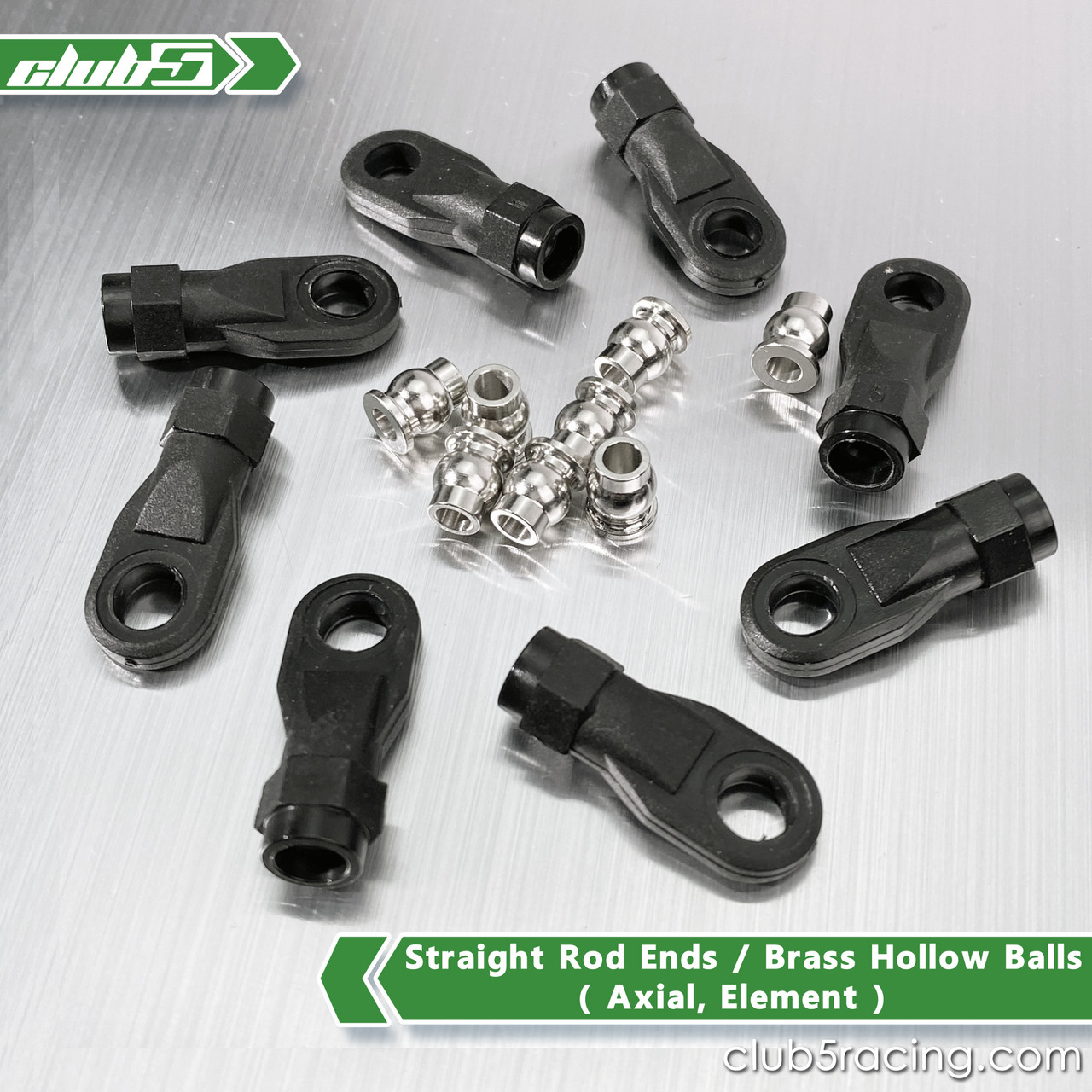 Straight Rod Ends w/ Brass Hollow Balls ( x 8 ) Axial / Element RC