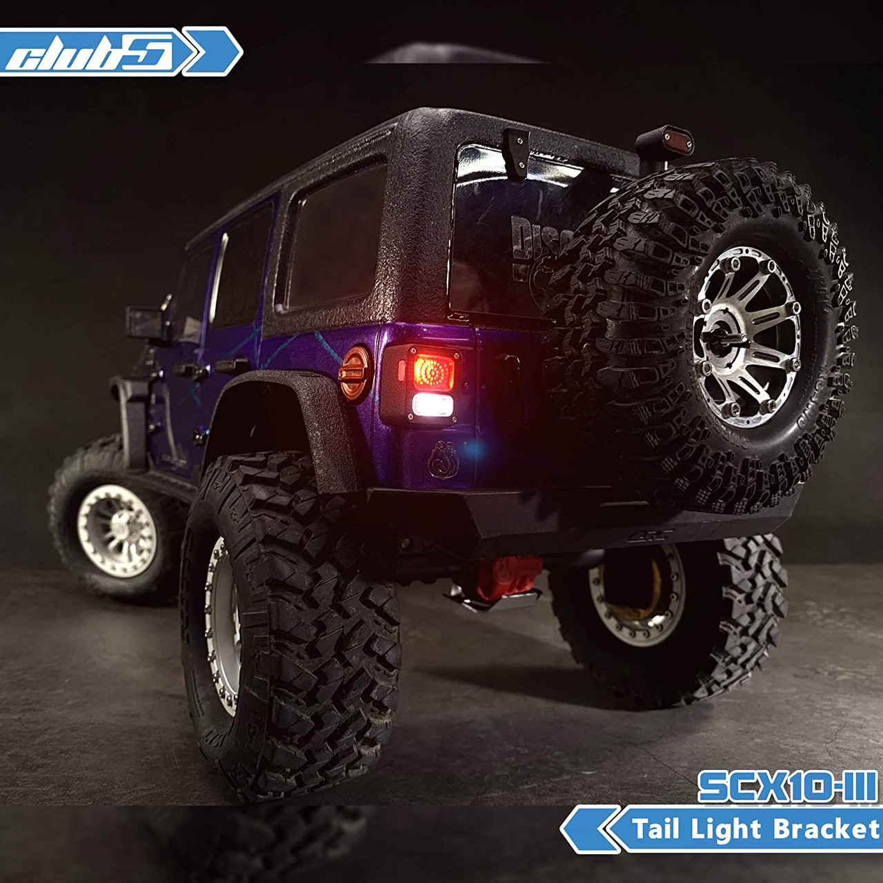 Tail Light Housing w/Clear Lens/Cover Guards for Axial SCX10 III Jeep JL Wrangler