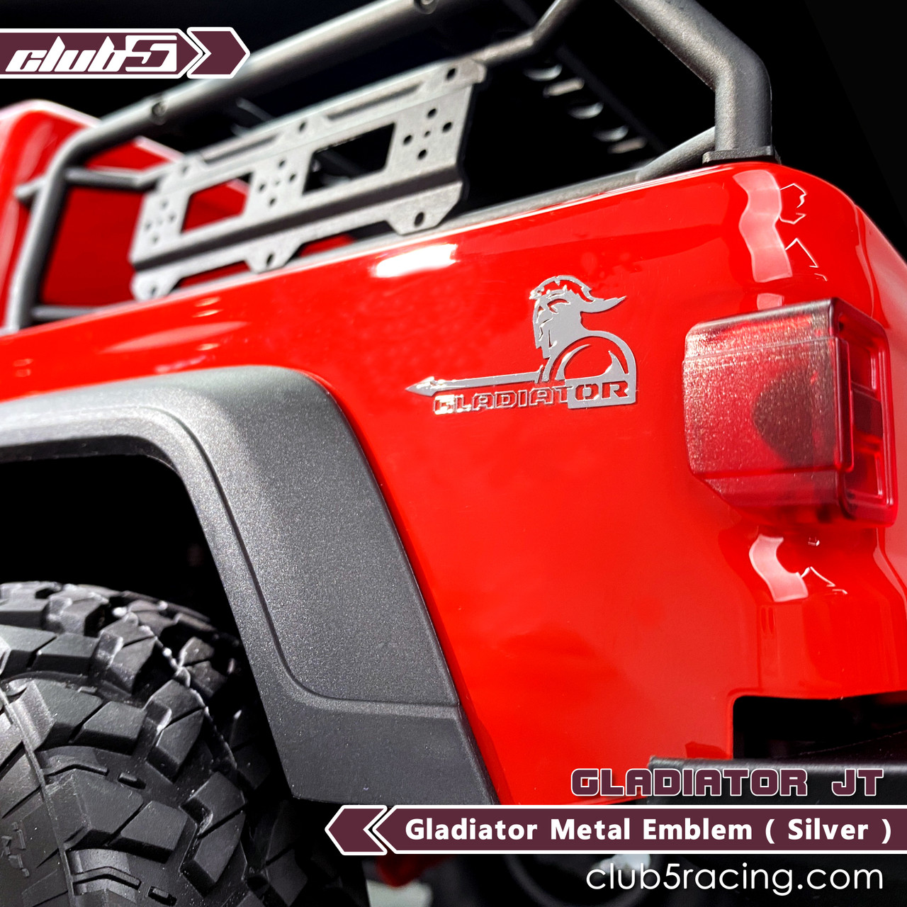 Custom Metal Body Emblem for Axial SCX10 III Jeep JT Gladiator ( Silver )
