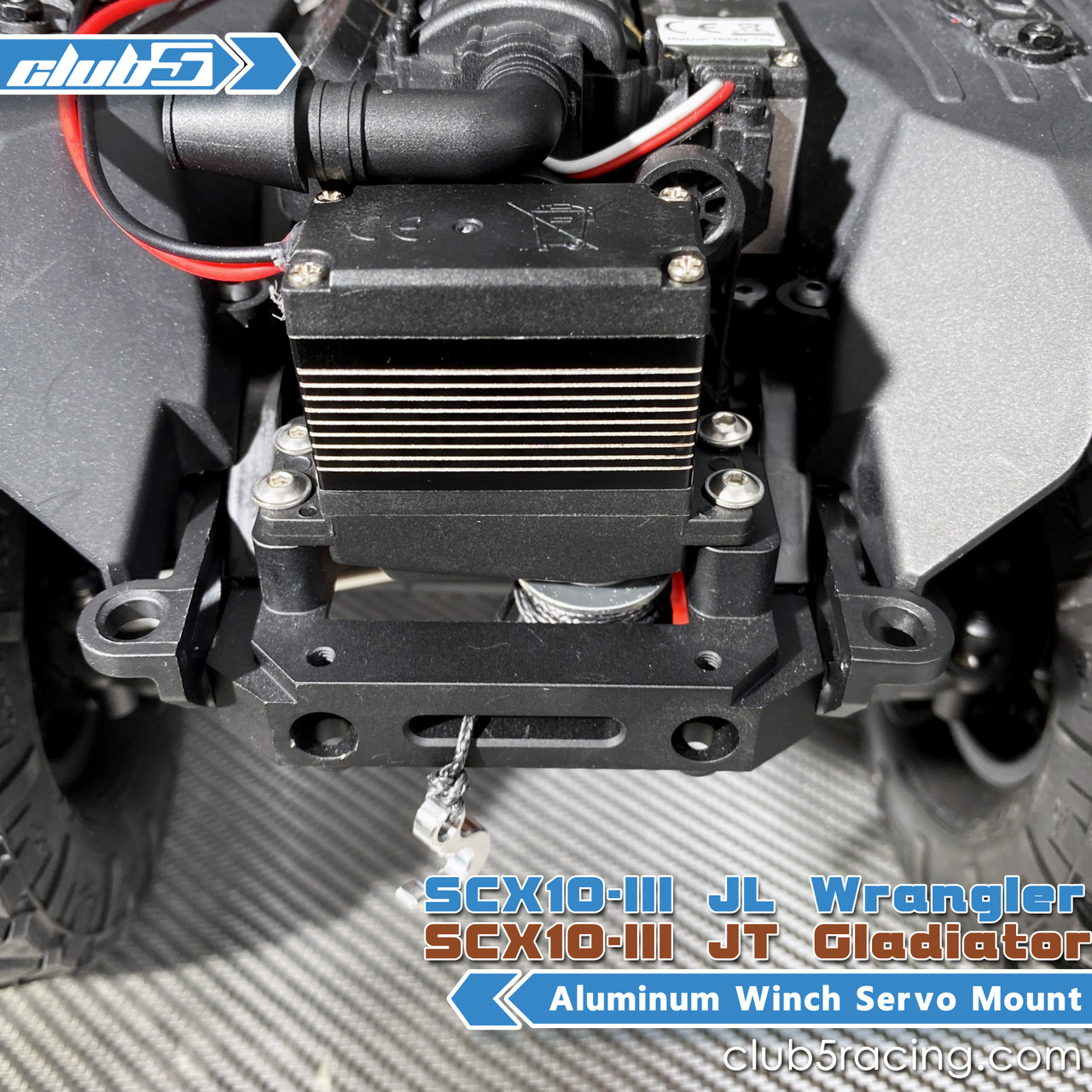 Aluminum Winch Servo Mount for SCX10 III Jeep JL Wrangler / JT Gladiator