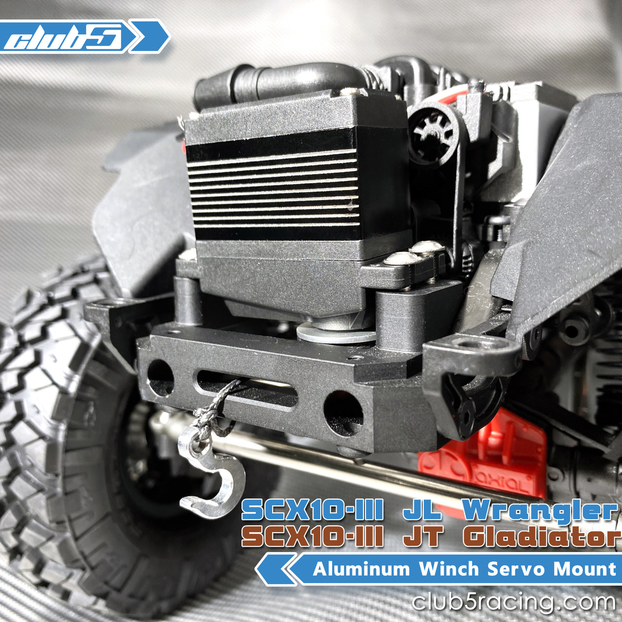 Aluminum Winch Servo Mount for SCX10 III Jeep JL Wrangler / JT Gladiator