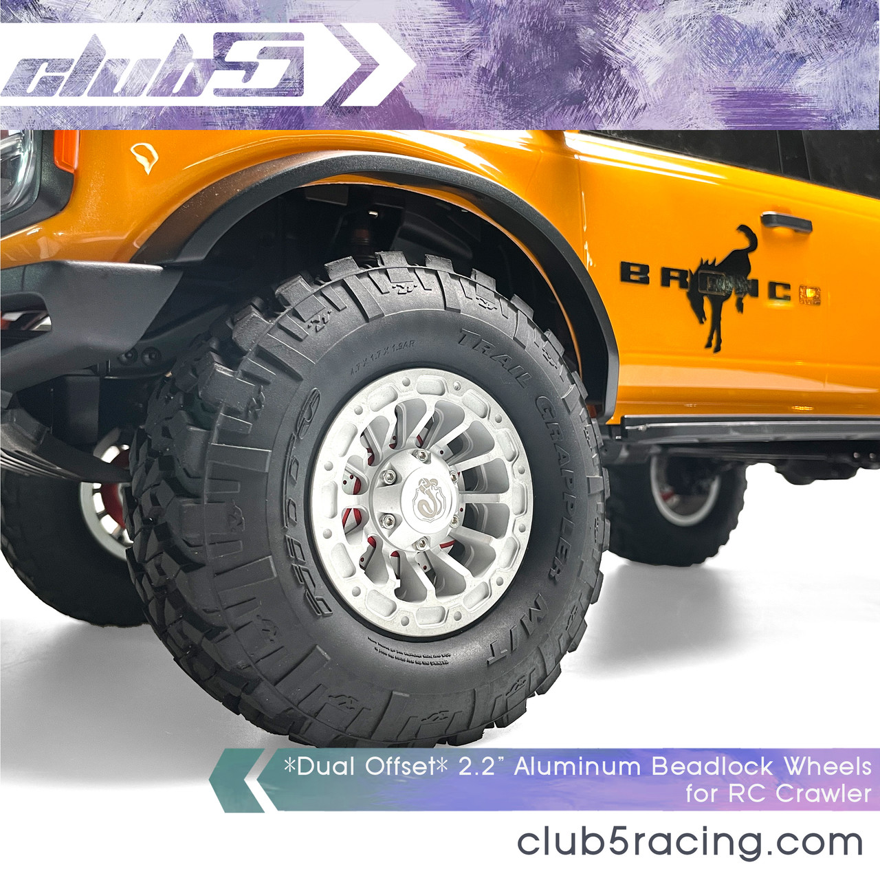 *Dual Offset* 2.2" Aluminum Beadlock Wheels for RC Crawler (A)