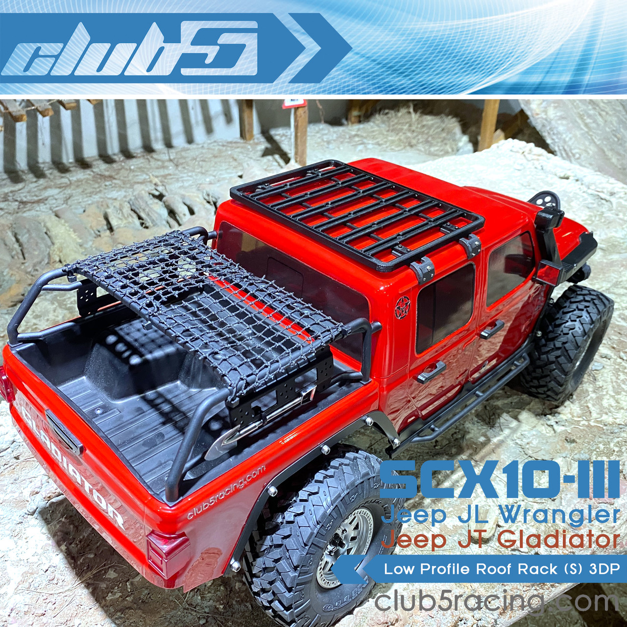 Low Profile Roof Rack (S) for SCX10 III Jeep JL Wrangler / JT Gladiator ( 3DP )